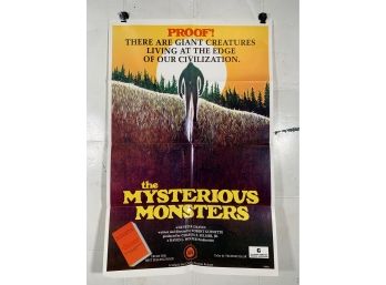 Vintage Folded One Sheet Movie Poster Mysterious Monsters 1975