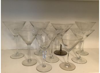 Lot Of 9 Martini Glasses