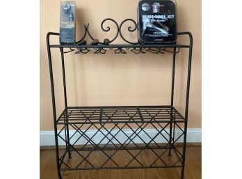 Two Tiered Wine Rack. Wine Thermometer And Wine Tool Kit With Aerator