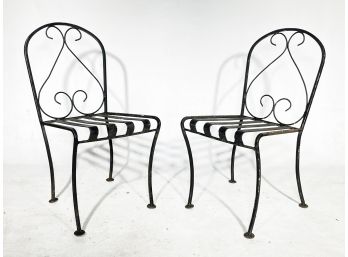 A Pair Of 1920's Wrought Iron Bistro Chairs - Early Salterini