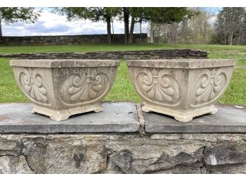 A Pair Of Cast Stone Planters By Campania