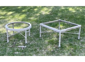 A Pairing Of Cast Aluminum Cocktail Tables By Outdoor Classics (no Glass)