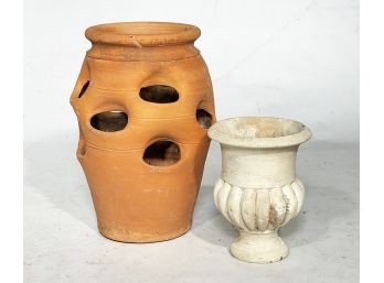 A Terra Cotta And Plaster Pot Pairing