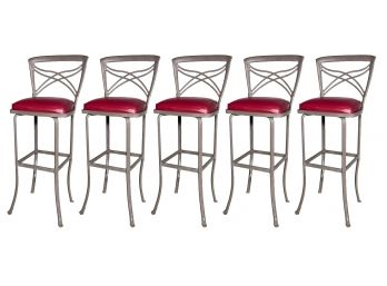 A Set Of 5 Vintage 1970's Cast Aluminum Bar Stools From The 'Classics II' Collection By Brown Jordan