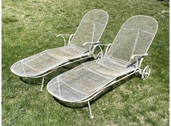 A Pair Of 1950's Woodard 'Sculptura' Chaise Lounges