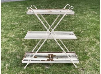 A Large Vintage Wrought Iron Plant Rack