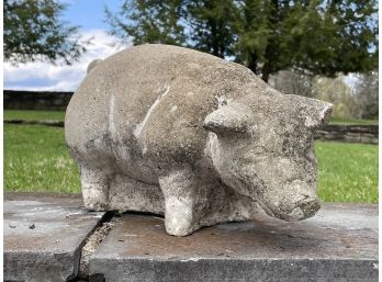 A Cast Stone Pig