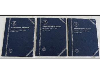 Estate Coin Collection - 3 Whitman Albums Of 90 Percent US Silver Quarters 1932 To 1964, Plus Some Clad