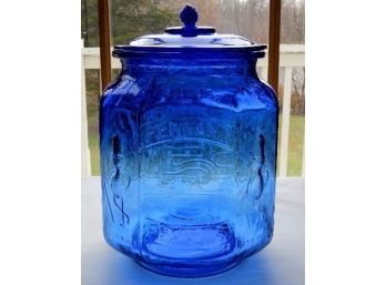 Spectacular Sapphire To Cobalt Blue Planter's Peanut Counter Top Country Store Jar