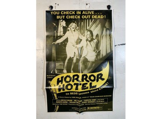 Vintage Folded One Sheet Movie Poster Horror Hotel 1980