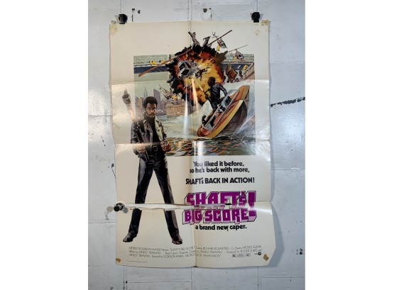 Vintage Folded One Sheet Movie Poster Shafts Big Score
