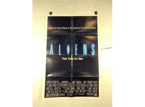 Vintage Folded One Sheet Movie Poster Aliens 1986