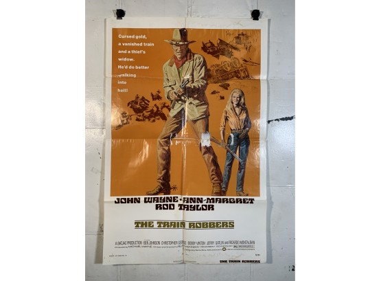 Vintage Folded One Sheet Movie Poster The Train Robbers