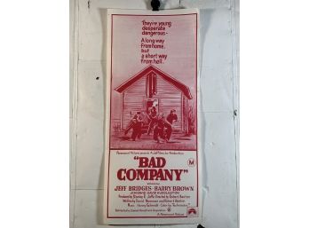Vintage Folded MAPS Movie Daybill Poster Bad Company