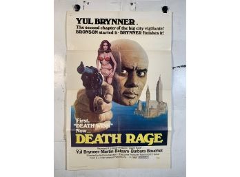 Vintage Folded One Sheet Movie Poster Death Rage