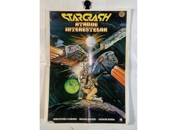 Vintage Folded  Mexican Movie Daybill Poster Starcrash Ataque Interstelar