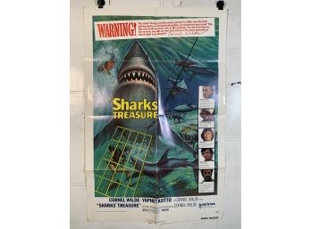 Vintage Folded One Sheet Movie Poster Sharks Treasure