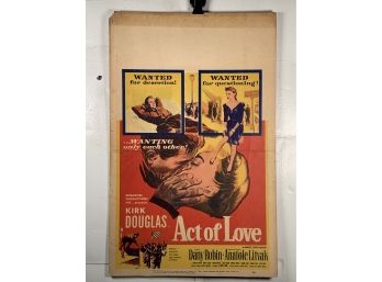 Vintage Movie Heavy Stock Window Card Act Of Love