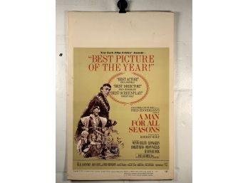 Vintage Movie Heavy Stock Window Card A Man For All Seasons