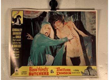 Vintage Movie Theater Lobby Card Blood Thirsty Butchers & Torture Dungeon