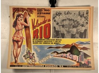 Vintage Movie Theater Lobby Card Flying Down To Rio