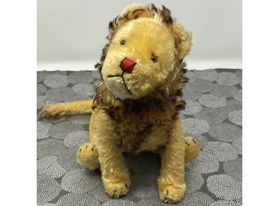 Vintage STEIFF Jointed LION Glass Eyes Hand Stitched Face 11' X 8' Button & Tag