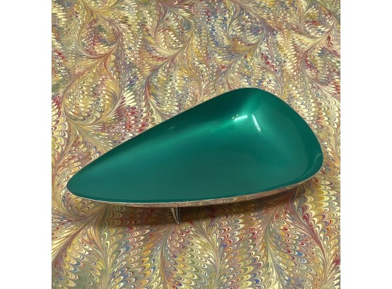 Vtg. 1960s REED & BARTON John Prip Silver Plate Green Enamel Modernist Dish #94