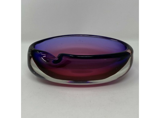 Vintage Murano Seguso 8.5' Rolled Edge Sommerso Bowl Hand Blown Purple & Magenta