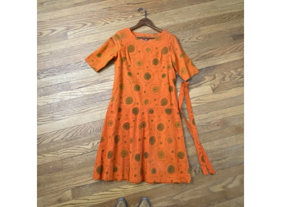 Vintage 1960s MARIMEKKO SHOP FINLAND Bright Orange 100 Cotton Shift Dress