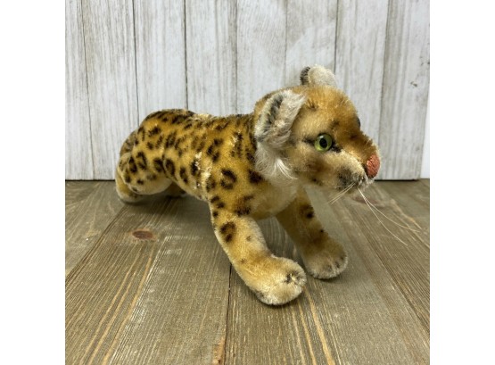 Vintage STEIFF Standing Stalking 12' CHEETAH LEOPARD Green Glass Eyes Hand Stitched Face