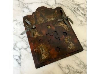 Antique Victorian Hand Made, Hand Decoupaged & Hand Painted Wooden Wall Pocket
