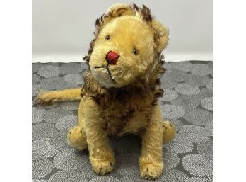 Vintage STEIFF Jointed LION Glass Eyes Hand Stitched Face 11' X 8' Button & Tag