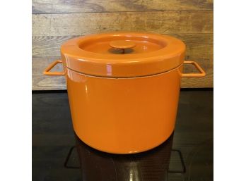 Vintage Michael Lax For COPCO Bright Orange Two Handle 9' X 9' Soup Stock Pot
