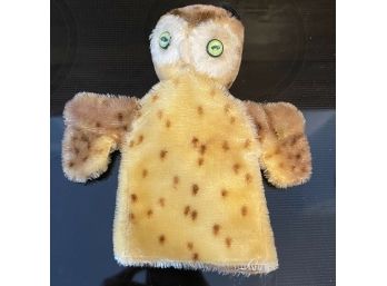 Vintage 1950s - 1960s STEIFF Mohair 'Wittie' Owl Puppet With Green Glass Eyes