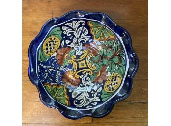 Large Vintage Hand Painted TALAVERA ONOFRE Mexican Folk Art 14.5' Bowl