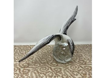 Vintage Hand Blown 15 1/2' SEA GULL Signed F.M. RONNEBY SWEDEN E-764 Clear Base