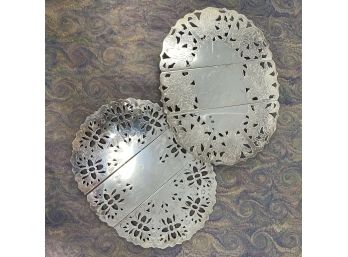 Two (2) Vintage RAIMOND Silver Plated Expandable Oval Pierced Trivets