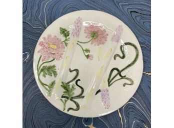 Vintage Hand Painted Portugese Majolica 9' Asparagus Plate