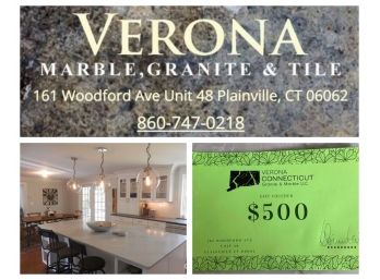 $500 Gift Voucher To Verona CT Granite And Marble Donated By Owner Silvia Klimiuk