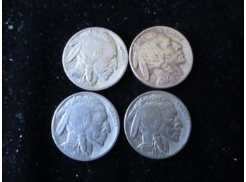 4 U.S. Buffalo Nickels, 1934, '35, '36, '37, Lot 2