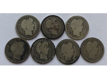 7 Barber Dimes With Consecutive Dates (See Description)