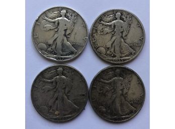 4 Walking Liberty Half Dollars Dated 1935, 1937, 1943, 1946