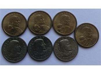 3 Sacagawea 2000 P Dollars, 1 Sacagawea 2001 P Dollar, 3 1979 Susan B Anthony Dollars