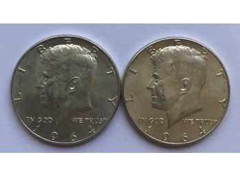 2 1964 UNC Kennedy Half Dollars