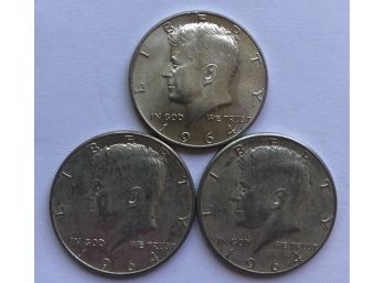 3 1964 Kennedy Half Dollars