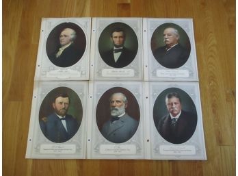 6 Vintage Prints Of Early American Presidents & Figures, Ephemera