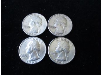 4 1964 P U.S. Washington Silver Quarters, 90 Silver