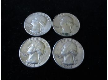 2 1964 D & 2 1964 P U.S. Washington Silver Quarters, Lot 2
