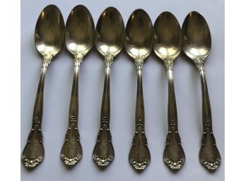 6 Matching Sterling Silver Spoons 6' Long, 4.13 Troy Oz's (See Description)