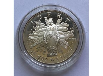 1989 Congressional Silver Proof Dollar Coin, Original Holder W/COA